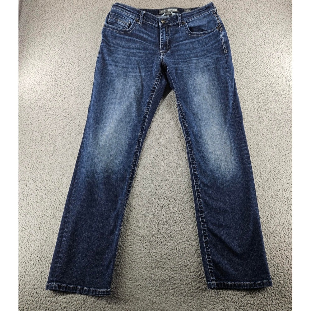 BKE Buckle Ryan Jeans Mens 33 Regular Fit Blue Straight Leg Embroidered‎ Pocket